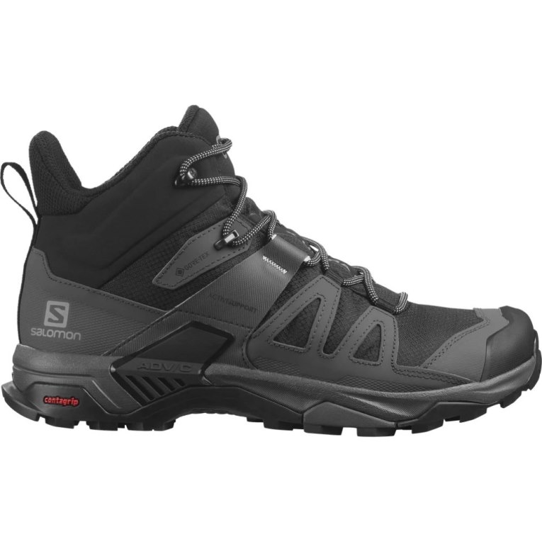 Black Salomon X Ultra 4 Mid GTX Men\'s Hiking Boots | IE LR0641